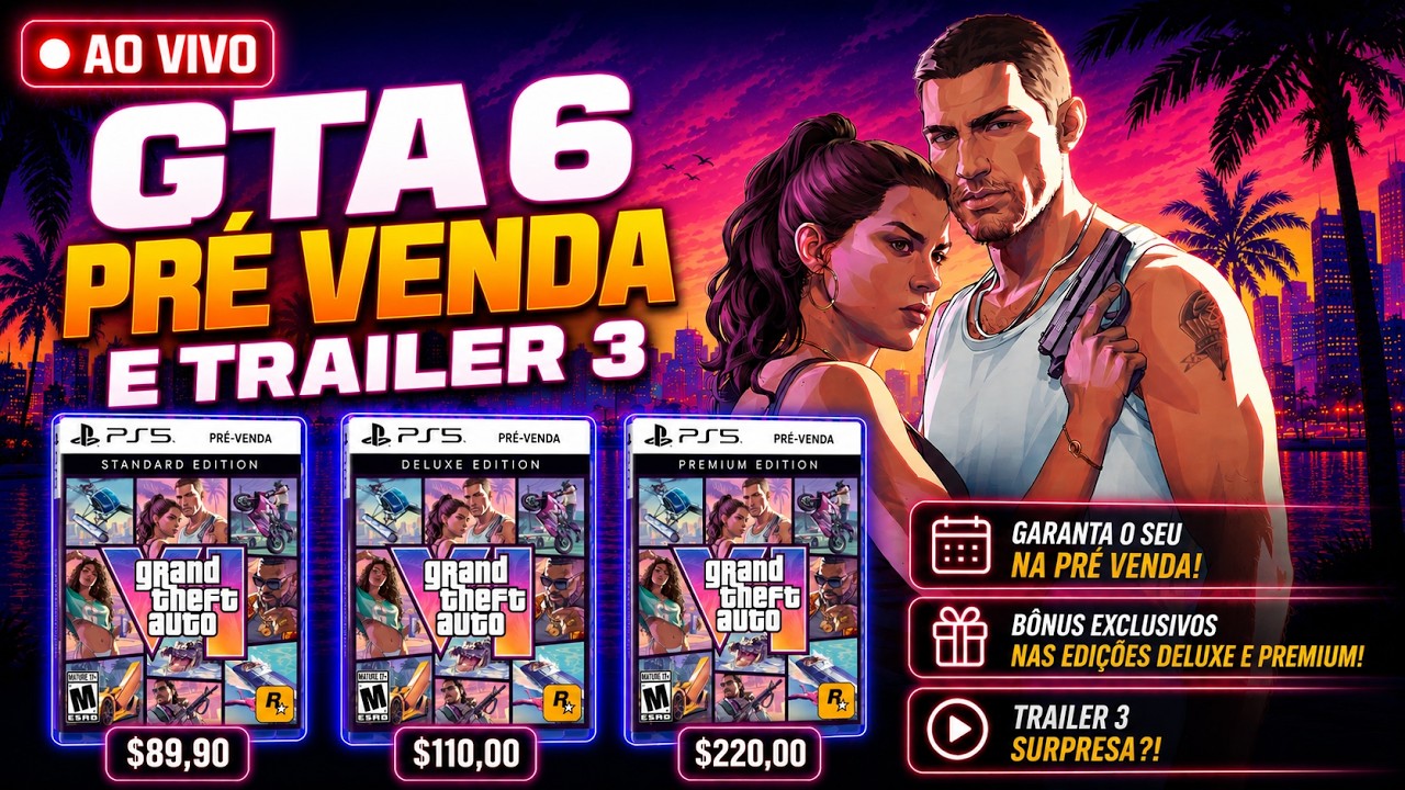 🚨 AO VIVO! GTA 6 PRÉ-VENDA LIBERADA?! TRAILER 3 IMINENTE E PREÇOS OFICIAIS?!