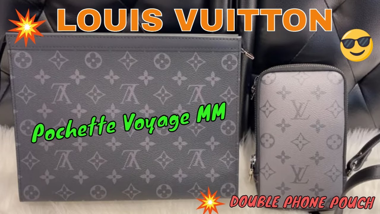 Louis Vuitton Mens Double Phone Wallet Pouch Bag Reverse Monogram Eclipse  M69534