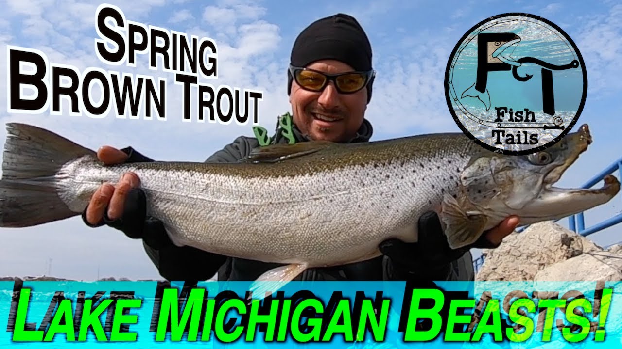 Kayak/Shore Fishing Lake Michigan Milwaukee Harbor Spring Brown Trout Runcl Titan II Review