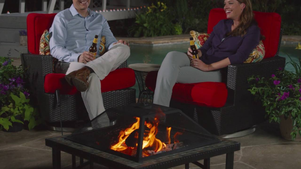 Pleasant Hearth OFW012SB 30'' Hampton Slate Top Fire Pit