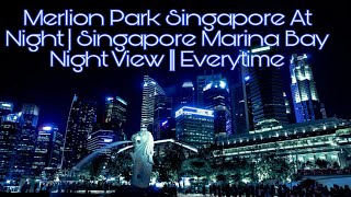 Merlion Park Singapore at night | Singapore Marina Bay night view || Everytime