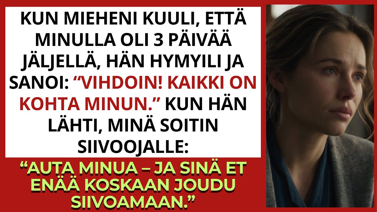 Hän puristi kättäni ja hymyili – kolmen päivän jälkeen kaikki olisi hänen mutta minä en luovuttanut.