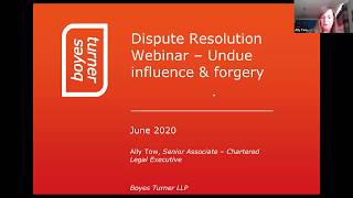Contentious Probate series: Part 2 - Undue influence & forgery