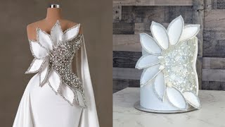 Fashion Inspired Edible Crystals Wedding Dress Cake | Sugar Crystals and Edible Fabric Petals