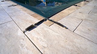 How to cover a pool with porcelain pavers around it?