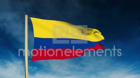 Colombia Flag Slider Style. Waving In The Win With Cloud Background Animation Stock Animation
