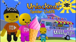 WE UNLOCKED THE SPIDER OUTFIT & ATE A HUGE ICECREAM CONE IN WOBBLY LIFE