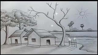 How To Draw Scenery Of Moonlight Ll Scenery Of Light And Shadow Ll Pencil Sketch