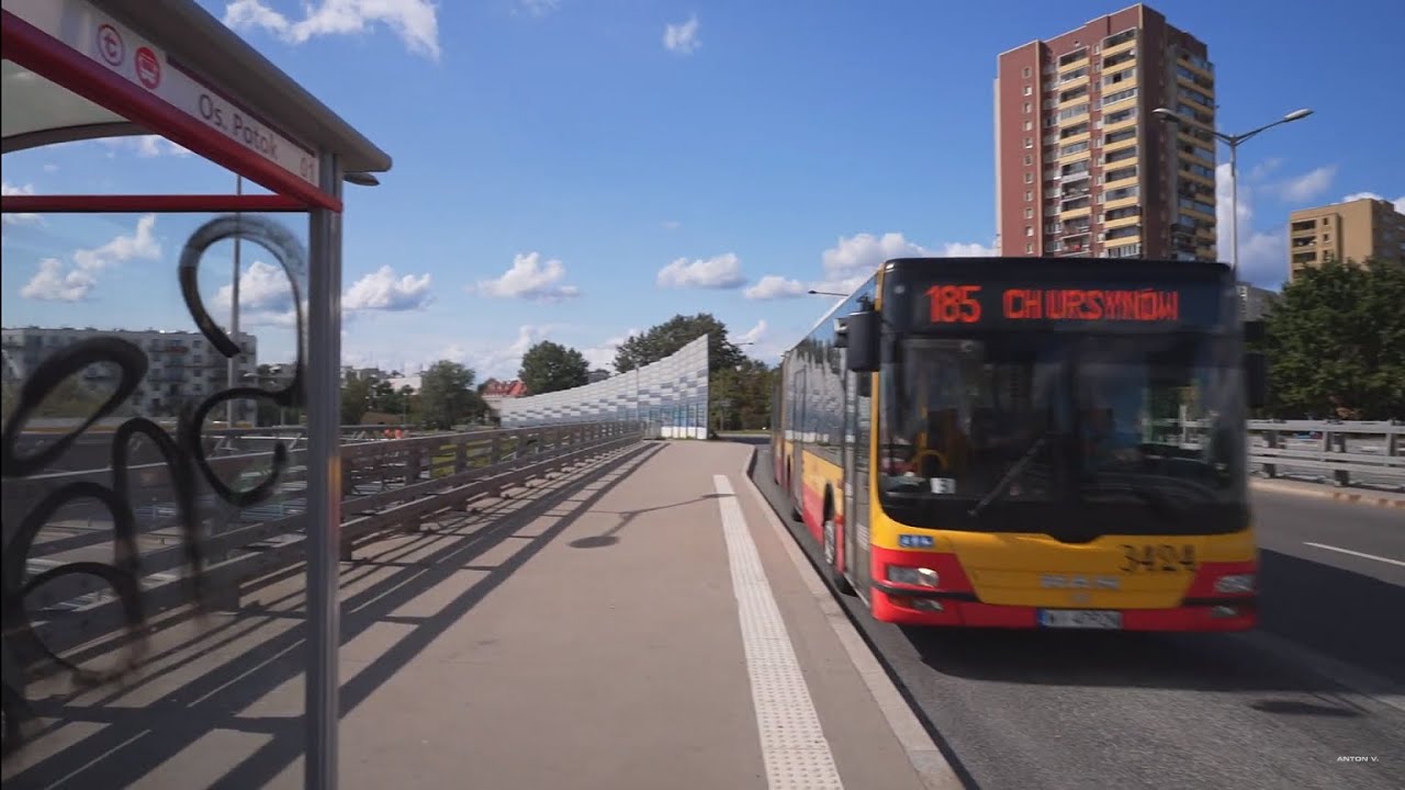 Poland, Warsaw, bus 185 ride from Os. Potok to Most Gdański