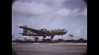 USAAF B29 Superfortress massive launching for a raid over Japan in 1945