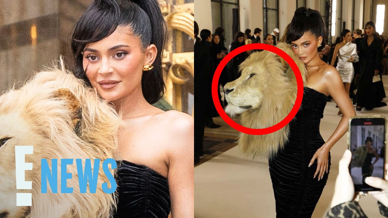 Kylie Jenner Accessorizes With a Giant Faux Lion Head for Paris