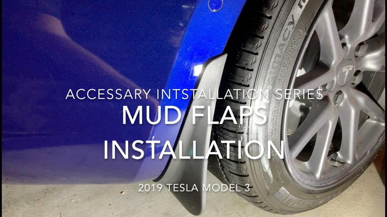 ACAMPTAR Mud Flaps for Tesla Model 3 Splash Guards Mud Flap Mudguards Pack Of 4 Painted Gloss White