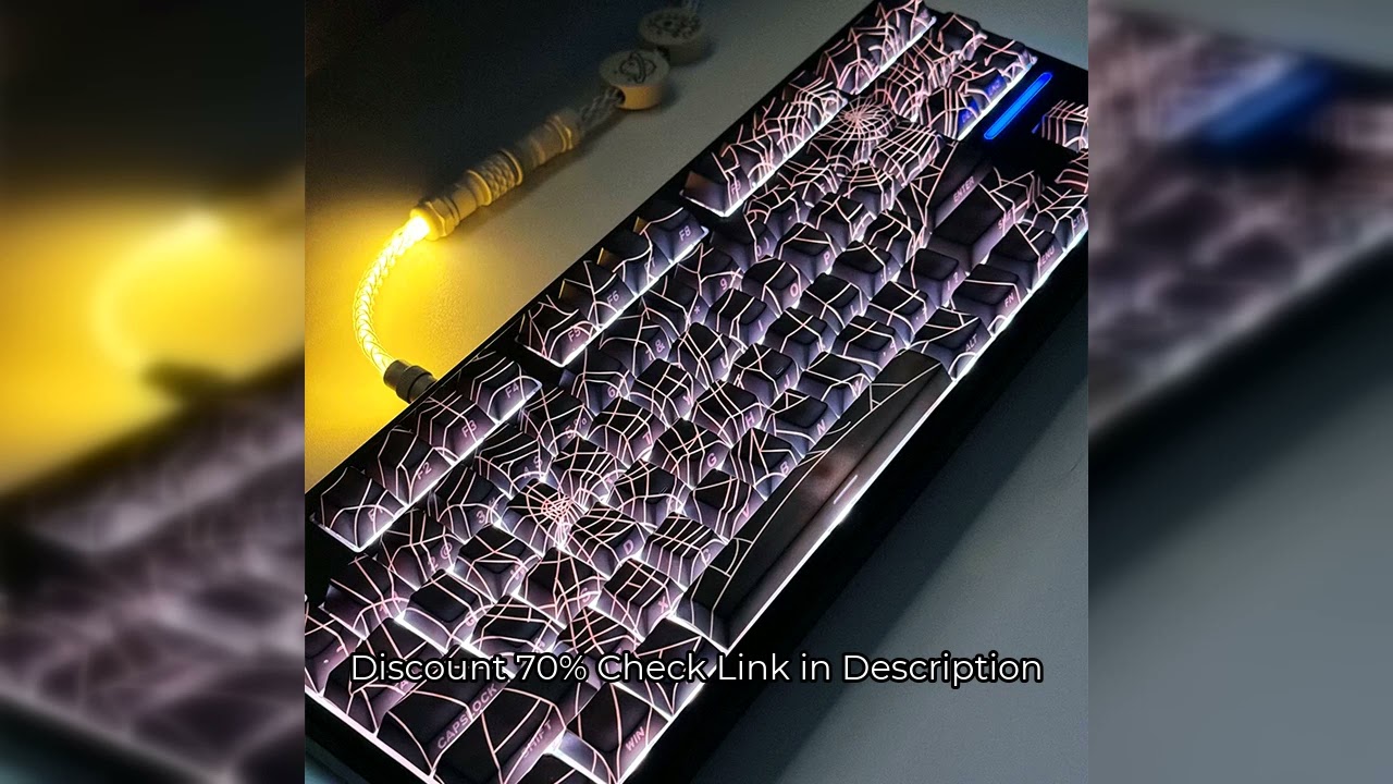 129Key Cool Spider Web Key Cap Side Engraved Light Cherry Profile PBT Sublimated Personalized MX Swi