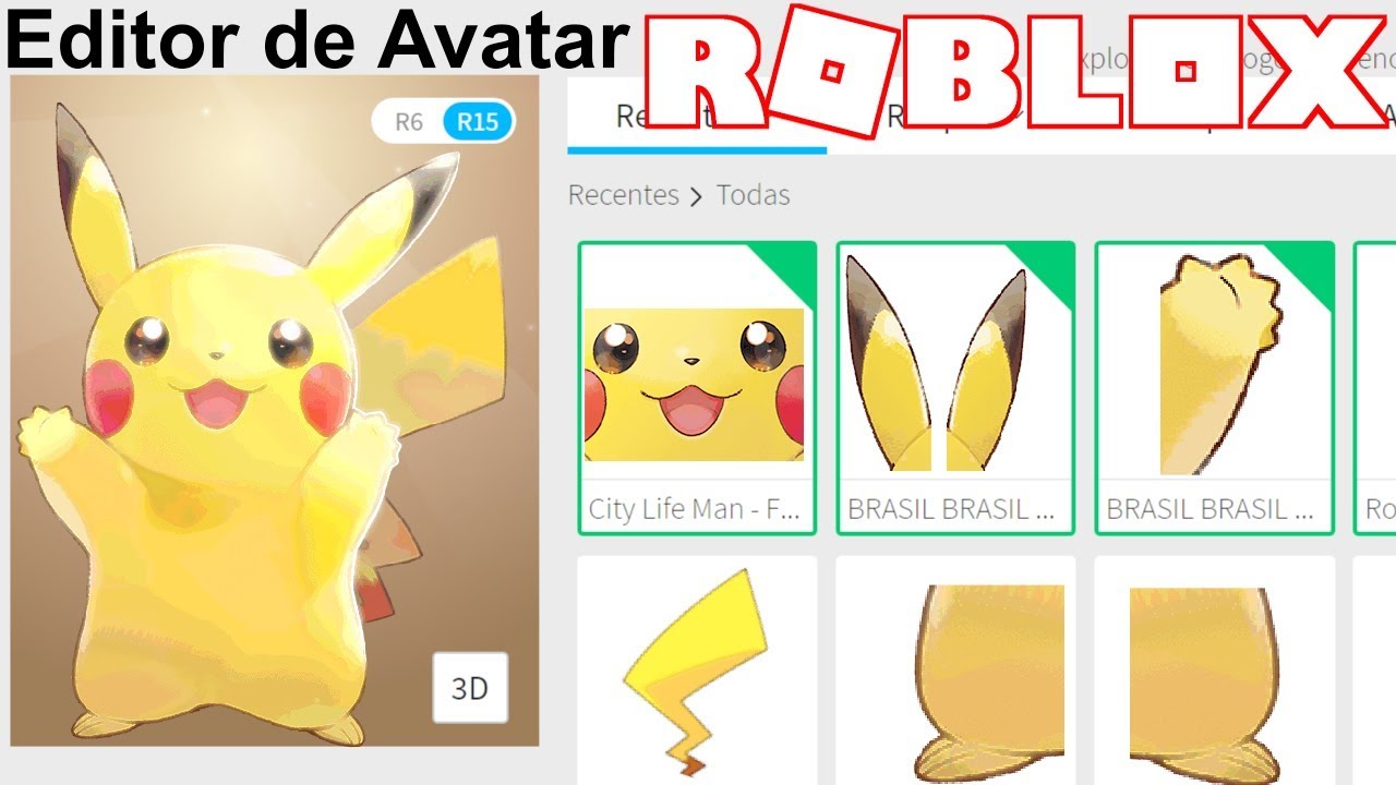 Perfil Do Pikachu Do Pokemon No Roblox Roblox Avatar Youtube - pikachu song mid on roblox