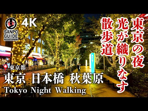 【東京】イルミネーション輝く夜の街を散策(東京駅〜日本橋エリア〜秋葉原駅)4k | 東京散歩