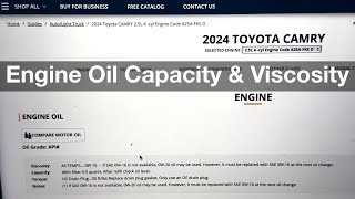 2024 Toyota Camry Engine Oil Capacity & Viscosity Specifications / How much oil