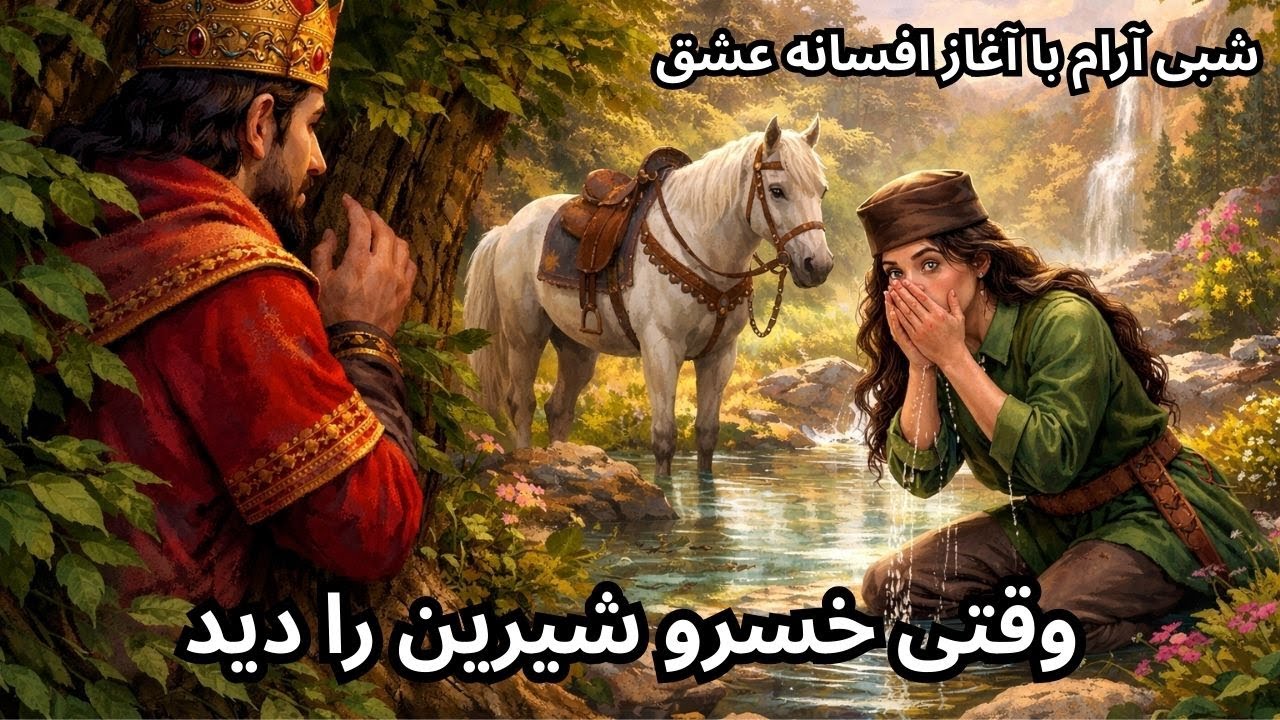 قصه‌خوانی شبانه خسرو و شیرین | داستان اولین دیدارعاشقانه کنار دریاچه – نجوای ماه
