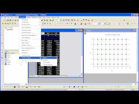 Data Manipulation: Origin 8.5.1: Prepare a matrix from worksheet data using XYZ gridding