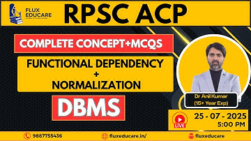 RPSC ACP DBMS | Functional Dependency + Normalization MCQs |  Test series  for ACP | Dr. Anil Kumar