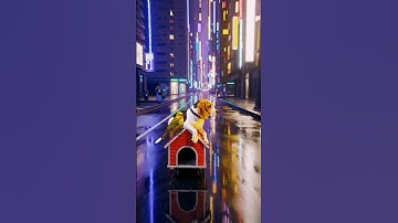Drifting through a neon dream#483 #dog #bird #house #city