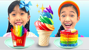 RAINBOW FOOD SWITCH UP CHALLENGE with KAYCEE & RACHEL | KAYCEE WONDERLAND