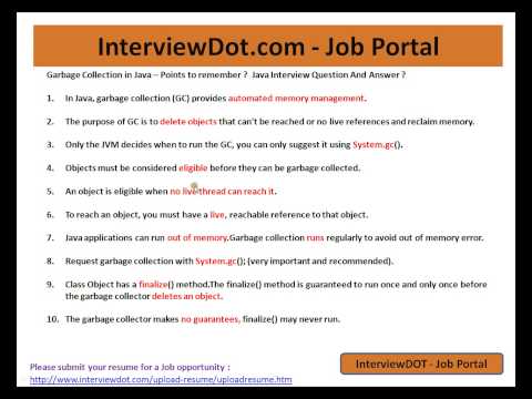 Garbage Collection in Java -- Points to remember Java Interview Question And Answer