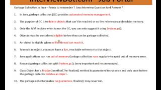 Garbage Collection in Java -- Points to remember Java Interview Question And Answer