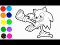 Como Dibujar y Colorear  a SONIC Paso a Paso - Dibujos Para Niños - Learn Colors | FunKeep Art