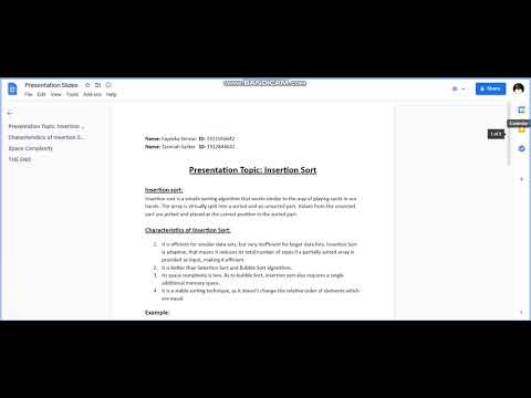 Presentation on Insertion Sort