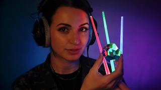 ASMR | Eye & Color Testing You with Light Sticks | Lightsaber Chopstick Shining Through Objects