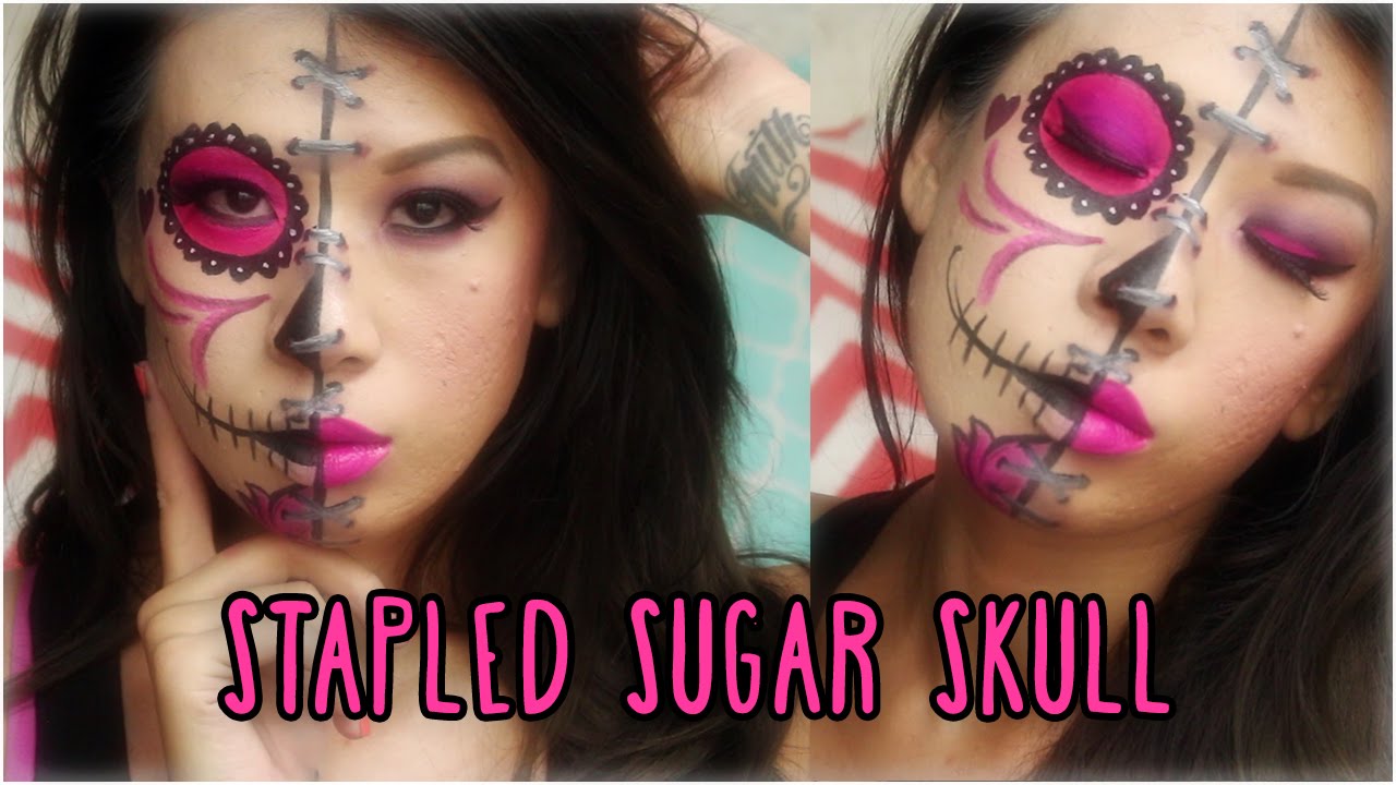 sugar skull half face paint designs