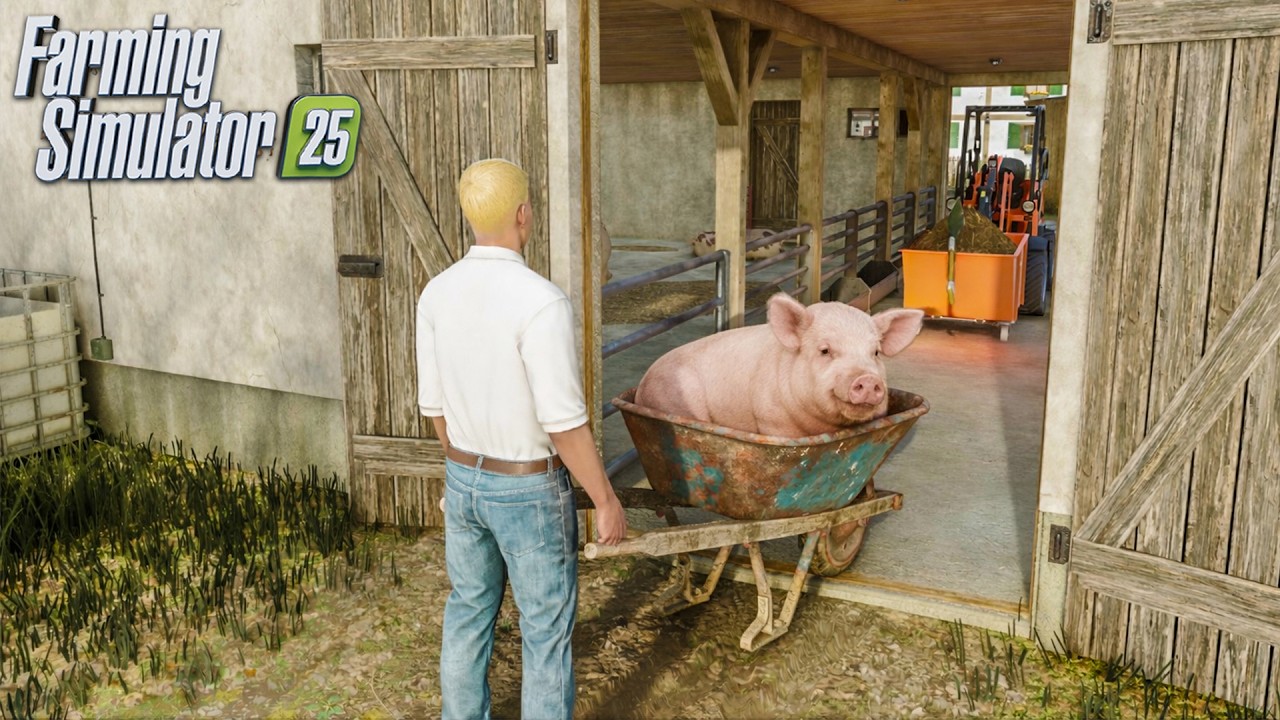 Утренняя реалистичная зимняя работа на ферме - кормление и уборка КОРОВ, СВИНЕЙ, ТЕЛЁТ | FS25