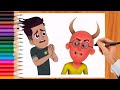 Chikoo aur bunty cartoon drawing   motu patlu cartoon drawing easy