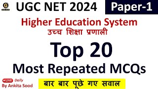 Higher Education Most Expected MCQs | UGC NET Paper 1 Revision Questions for June 2024