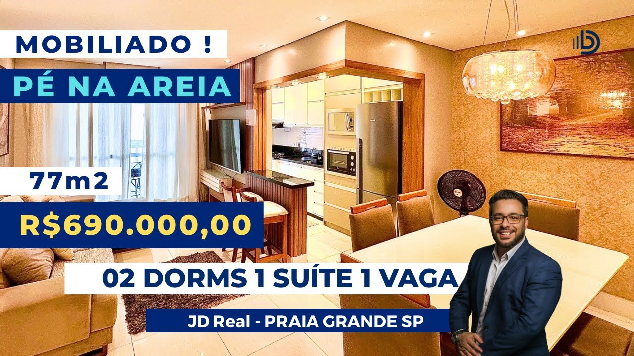 Apto 2 Dormitórios 1 Suíte Porteira Fechada | Predio frente mar apto com vista e varanda gourmet . 