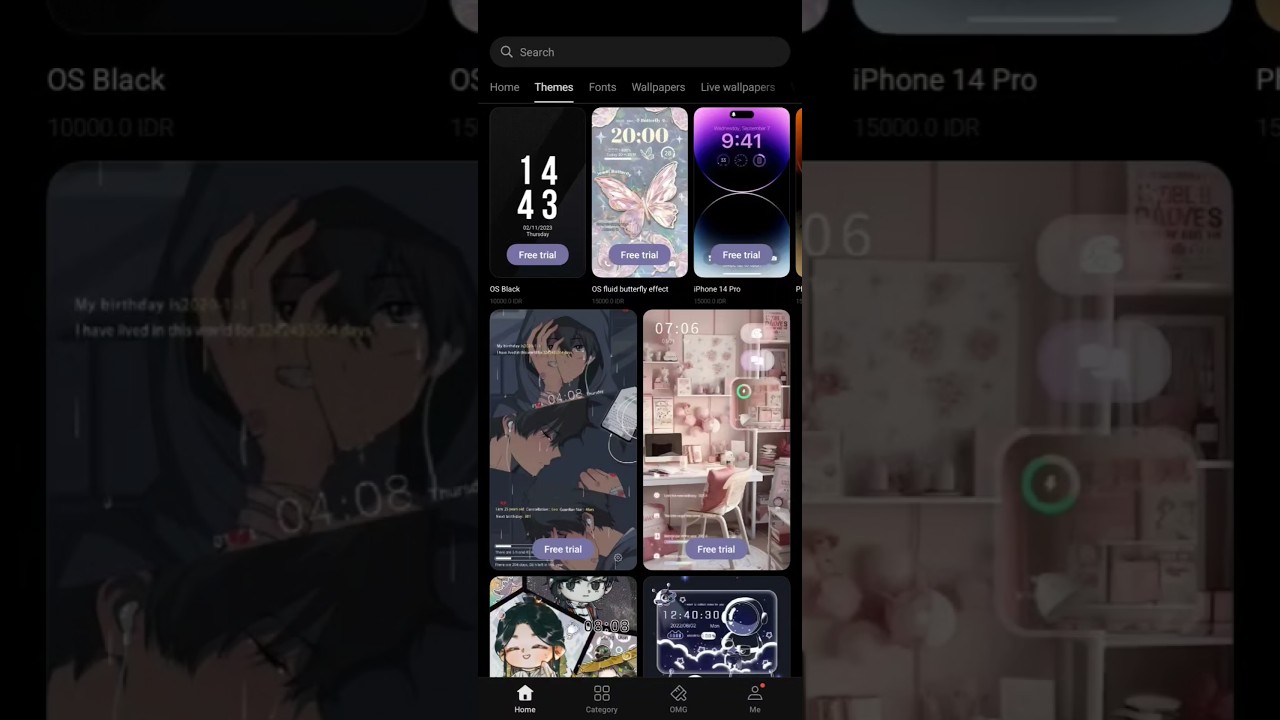 How to make Realme Theme Store display only free items (themes & fonts) 