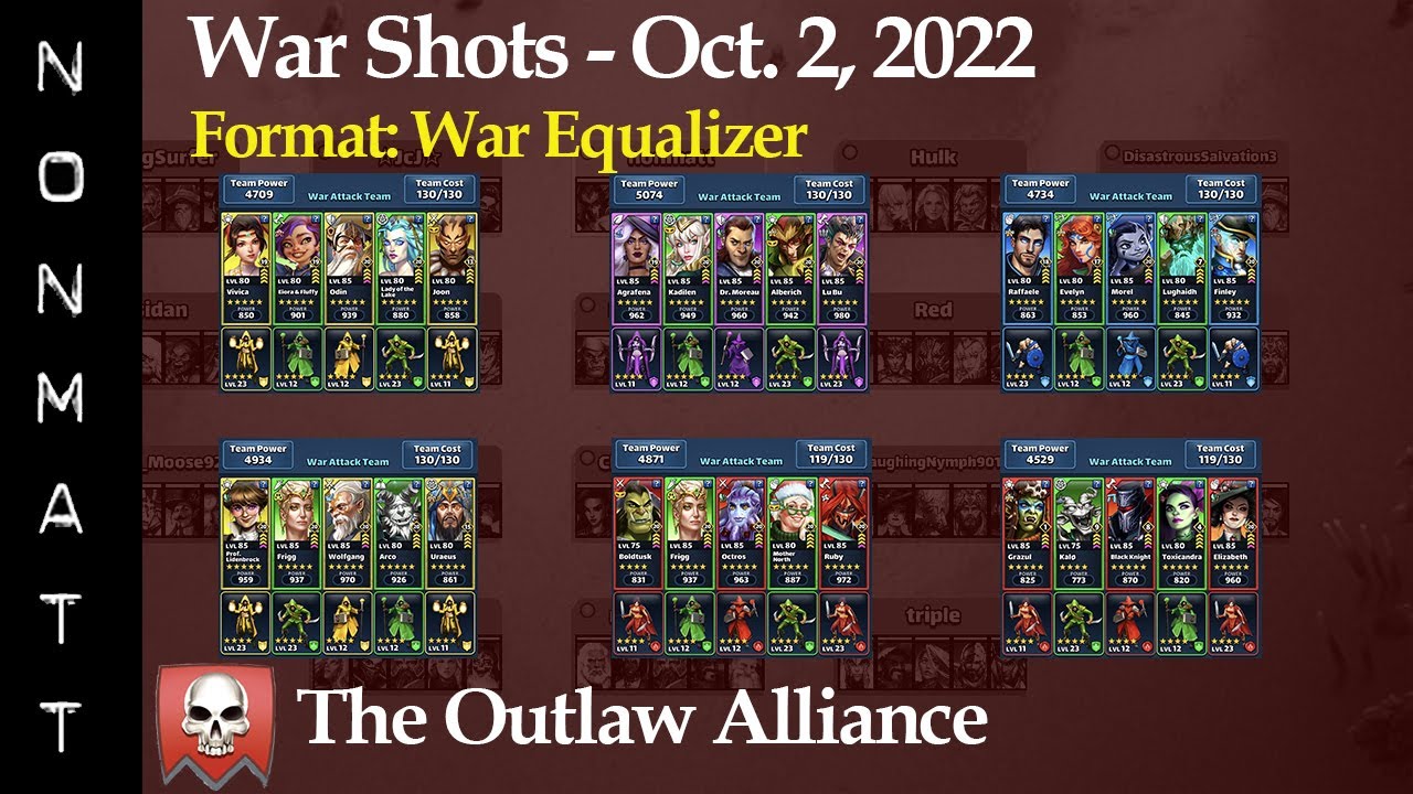 Empires & Puzzles War The Outlaw Alliance vs. [XAPbKOB] Oct. 2, 2022 War Equalizer YouTube