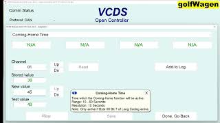 VW Passat B6 coming home coding VCDS