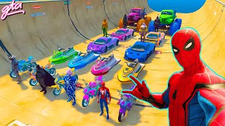 Siêu Nhân Người Nhện Đi Xe máy, Ô Tô Cùng Siêu Nhân Khổng Lồ, Spider man Challenge New Cars Monster