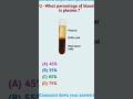 what is the percentage of blood in plasma#ScienceFacts#NEET#MedicalFacts#Blood#Plasma#Shorts#shorts