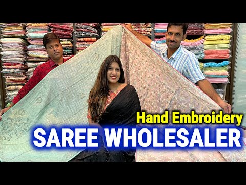 Hand Embroidery Saree Latest Design | Saree Wholesaler in Kolkata | Jimichu Fabric