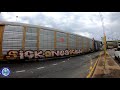 CSX heading south, while workers repair crossing gate (4k 60fps)