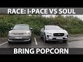 Race between Jaguar I-Pace and Kia Soul EV