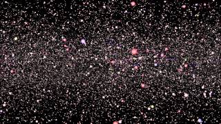 Sideways view of moving star field. (Colour)