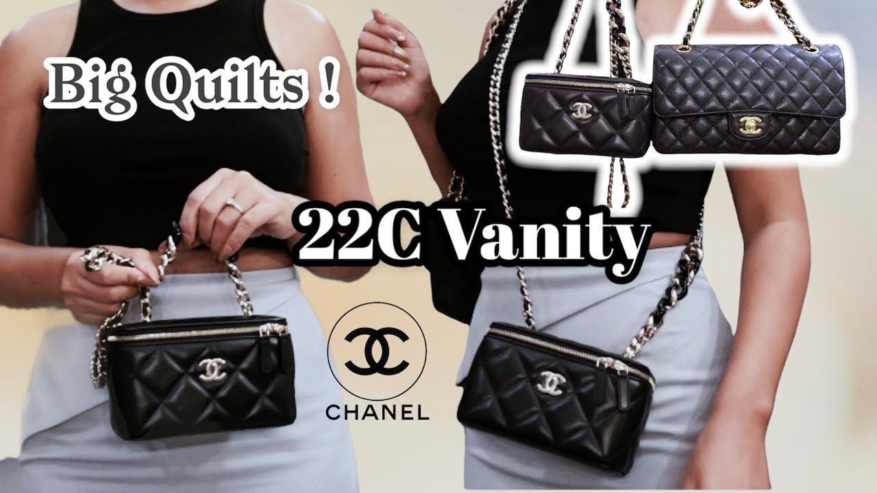 $3,000 CHANEL VANITY WITH CHAIN 22C BIG QUILT LGHW #chanelcruise