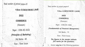 B.Com 5th sem question paper 2022/Principles of Marketing/Fundamental of Financial Management/gu