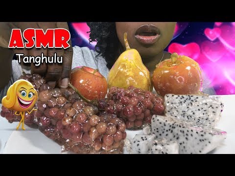 CANDIED DRAGON FRUIT TANGHULU + PEAR + APPLES + GRAPES ASMR  (EATING SOUNDS) (NEW ASMRTIST)