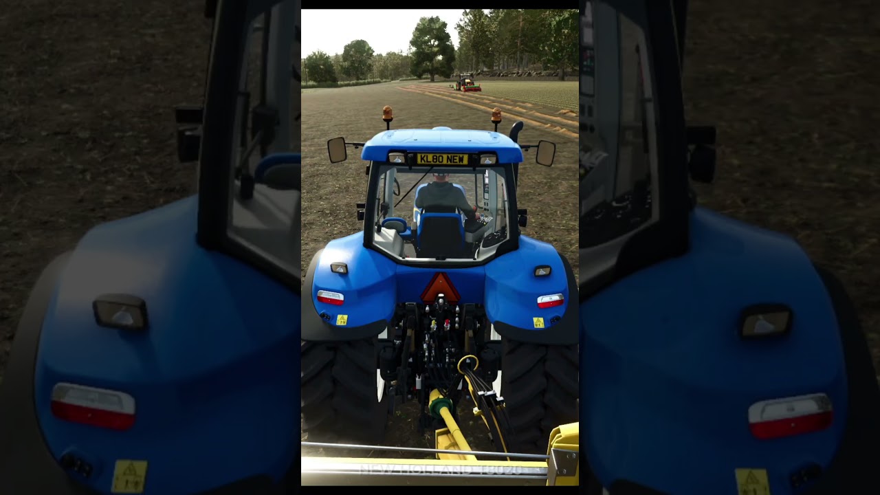 New Holland T8020 and Keller II Harvester collecting onions 