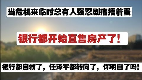 震惊国内大事件，银行都开始直售房产了！银行自救，任泽平转向，当危机来临时总有人强忍着巨疼捂着蛋🥚。地产危机|银行自救|银行直售房产|贷款卖房|清者自清|面目狰狞|谨慎入市|经济学家|产权清晰的法拍房
