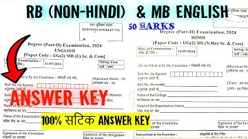 🔥Answer Key RB non-hindi & MB English 50 marks. Lnmu part 2 exam Answer Key 2024 exam.